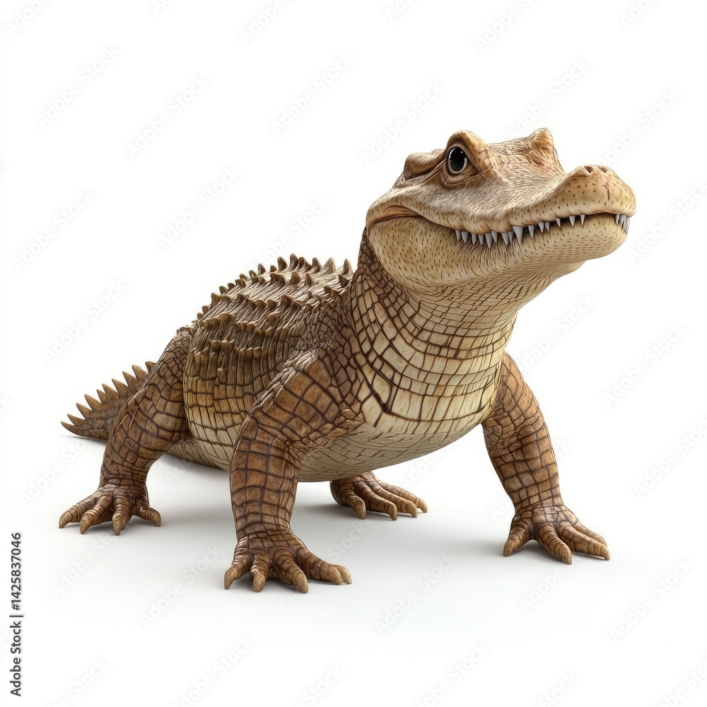 Obraz premium Juvenile alligator, posing against a plain background.