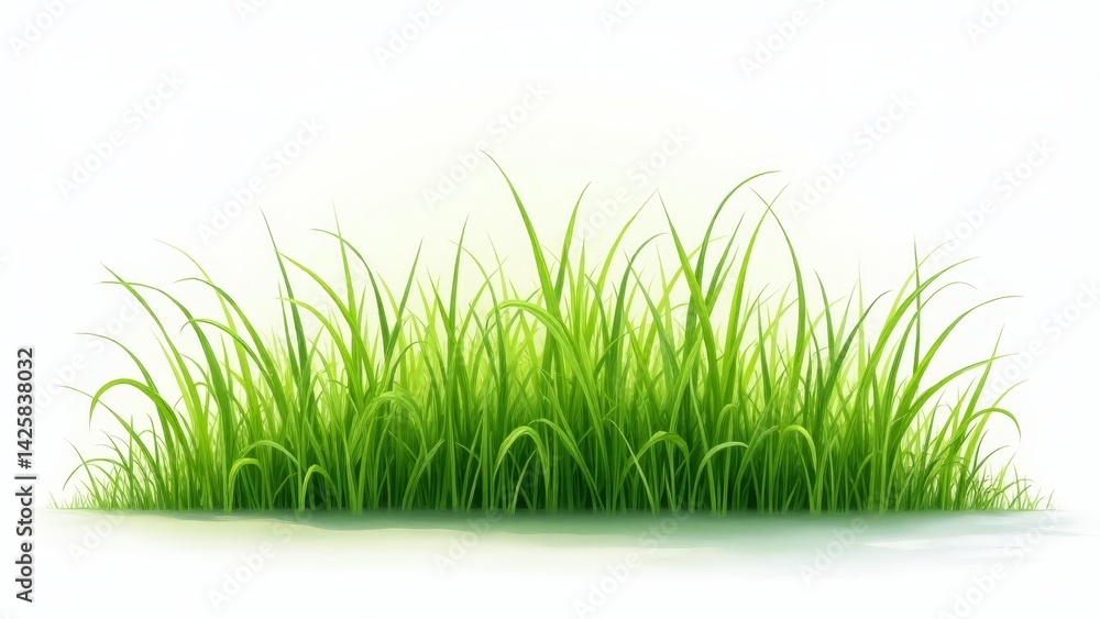 Fototapeta premium Tuft Of Green Grass Isolated On White