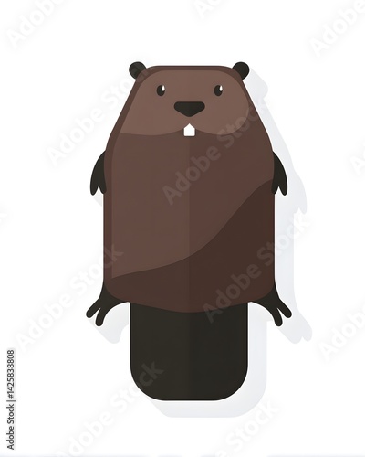 Quadro su tela Beaver Icon Design in Flat Vector Style on White Background