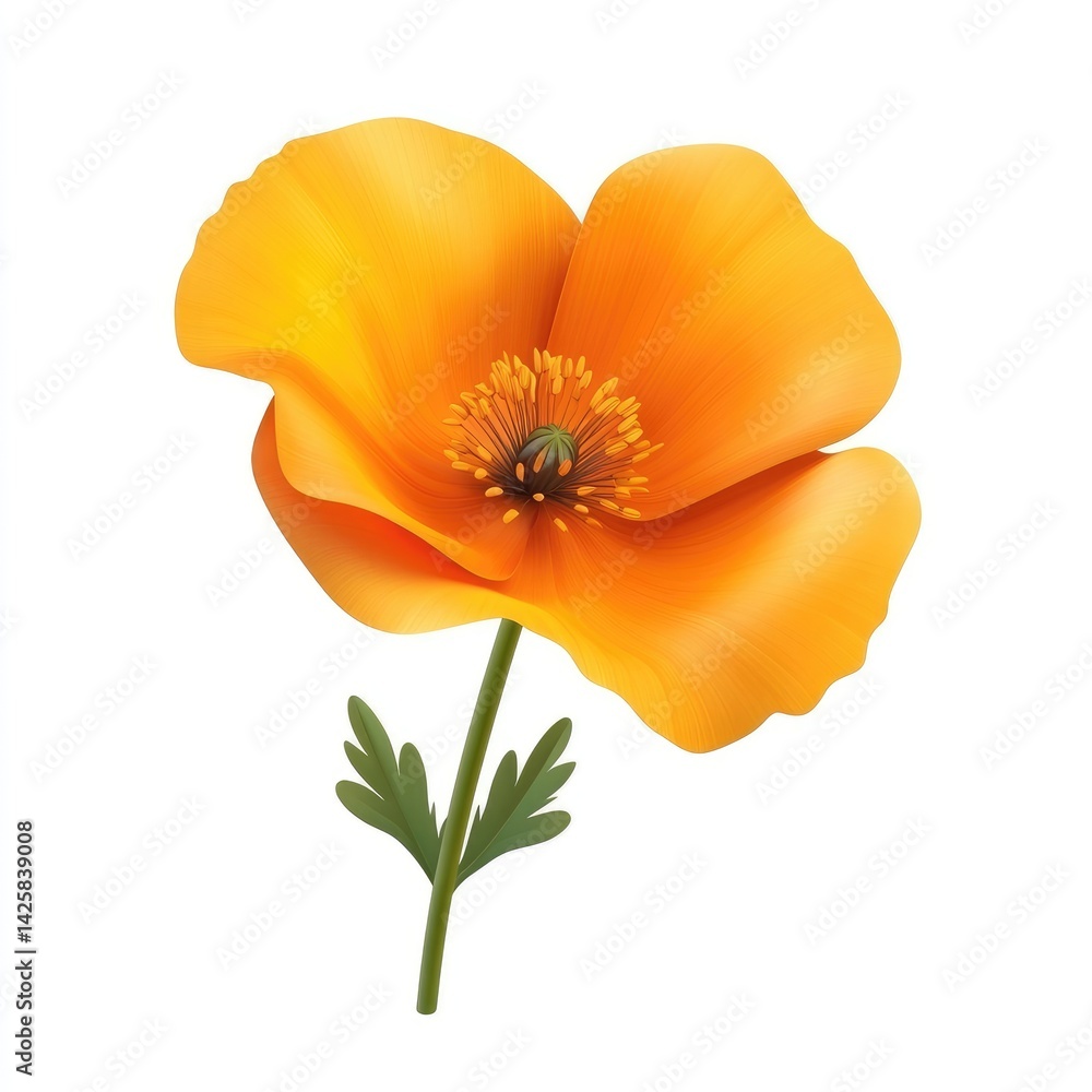 Naklejka premium Vibrant orange California poppy in full bloom.