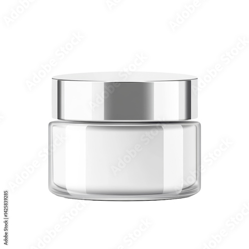 Blank cosmetic cream jar mockup isolated on white background packaging template with silver lid for branding and mock up beauty product concept skincare facial treatment creme container glass bottle