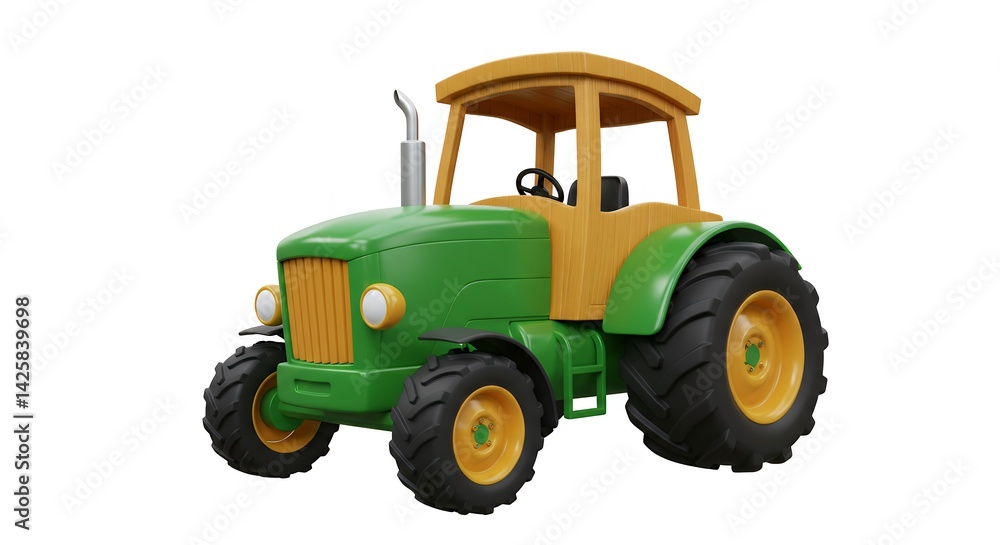 Obraz premium Colorful tractor illustration agricultural vehicle isolated on white background