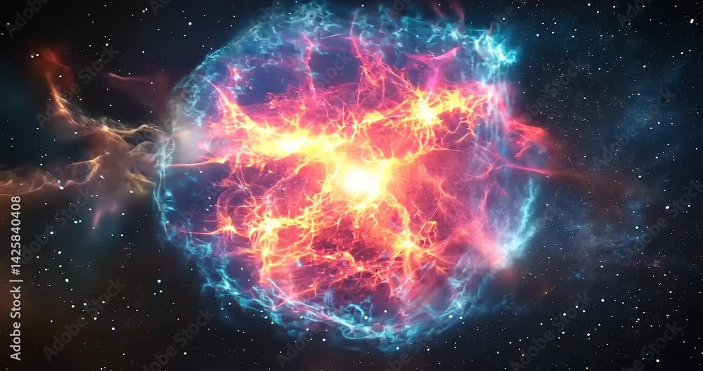 Vibrant Cosmic Explosion in Deep Space with Stars Vibrant Cosmic Explosion in Deep Space with Stars