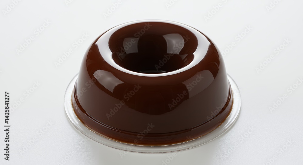 Glossy brown jelly dessert isolated on white background culinary concept Glossy brown jelly dessert isolated on white background culinary concept