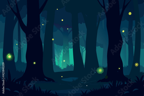 vector illustration of a night landscape