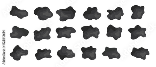 Liquid irregular blob shape organic spot vector icon black silhouette dynamic form collection