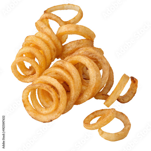 Curly fries isolation on transparent background