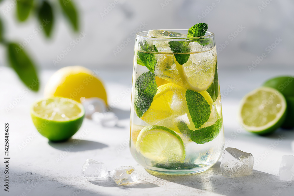 citrus summer drink photo, cold drink with ice cubes, lemon mint water glass, refreshing summer beverage visual, healthy drink for hot weather, iced citrus water mockup, Adobe Stock cold drink image, citrus summer drink photo, cold drink with ice cubes, lemon mint water glass, refreshing summer beverage visual, healthy drink for hot weather, iced citrus water mockup, Adobe Stock cold drink image,