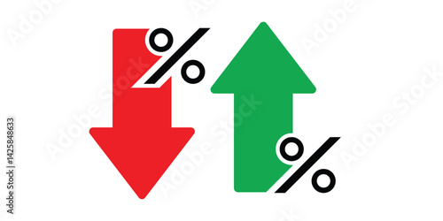 Percentage with arrow up and down, line icon. Percentage arrow with percent sign. Design concept for banking, credit, interest rate, finance and money sphere