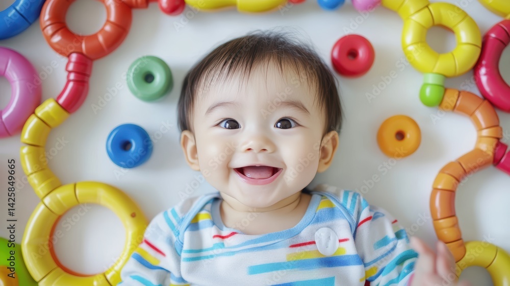 Obraz premium Baby kids toys frame on background, Toy many colorful educational wooden. play, Top view, executive function, kid, skill, education, intelligence quotient, emotional quotient, childhood, development