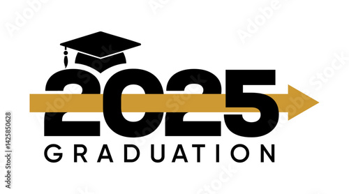 Graduation Class of 2025 Graphic with Cap and Arrow Symbol	

