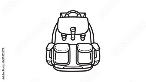 Travel Backpack Vector line art stylish and functional travel gear illustration