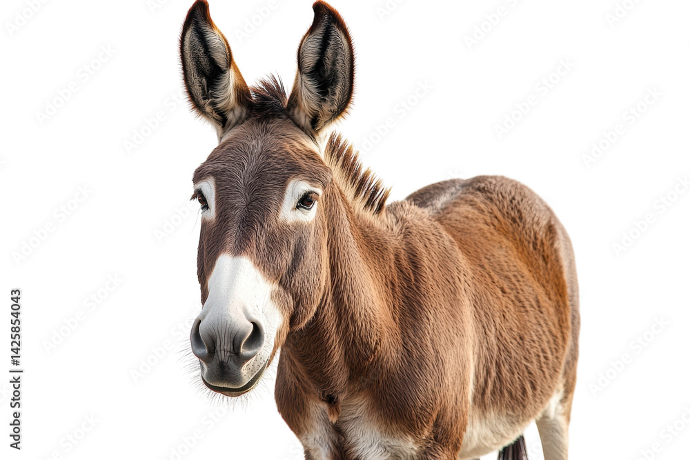 Fototapeta premium Brown donkey portrait view