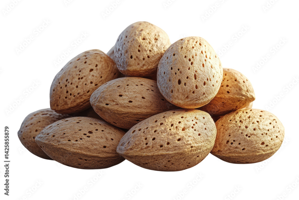 Pile of almonds in shells Pile of almonds in shells