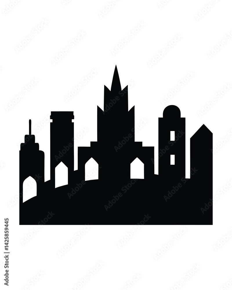 Fototapeta premium bookshelf black silhouette vector on white background
