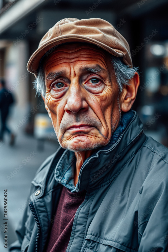 Thoughtful Senior Man on City Street Thoughtful Senior Man on City Street