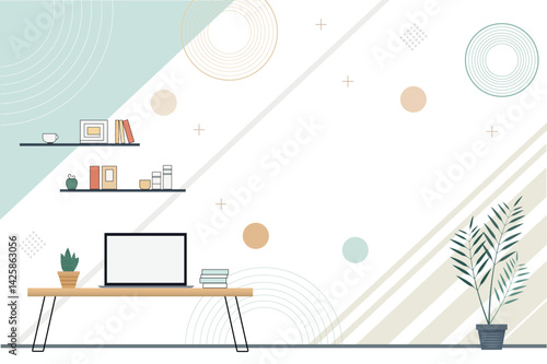 Minimalist Workspace Setup (Green Theme) Background