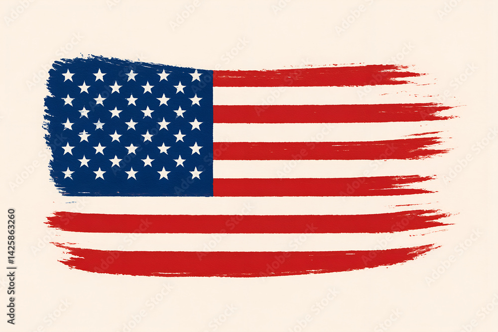 USA flag in paint stroke