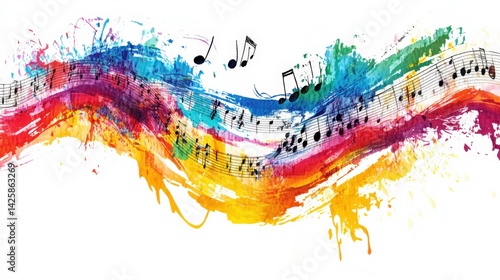 Vibrant Music Sheet Arrangement on White Background