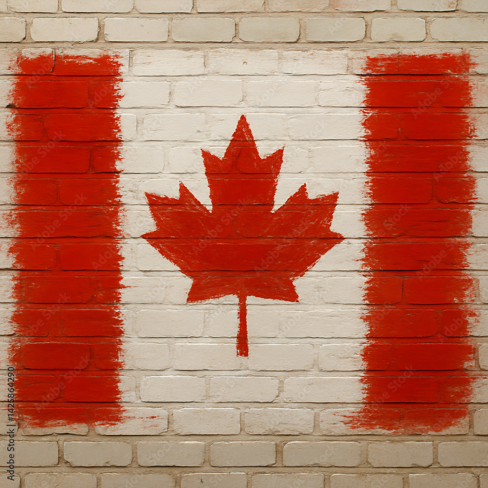 Canadian flag in paint stroke
