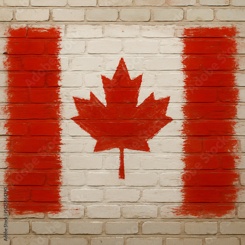 Obraz na płótnie Canadian flag in paint stroke w salonie