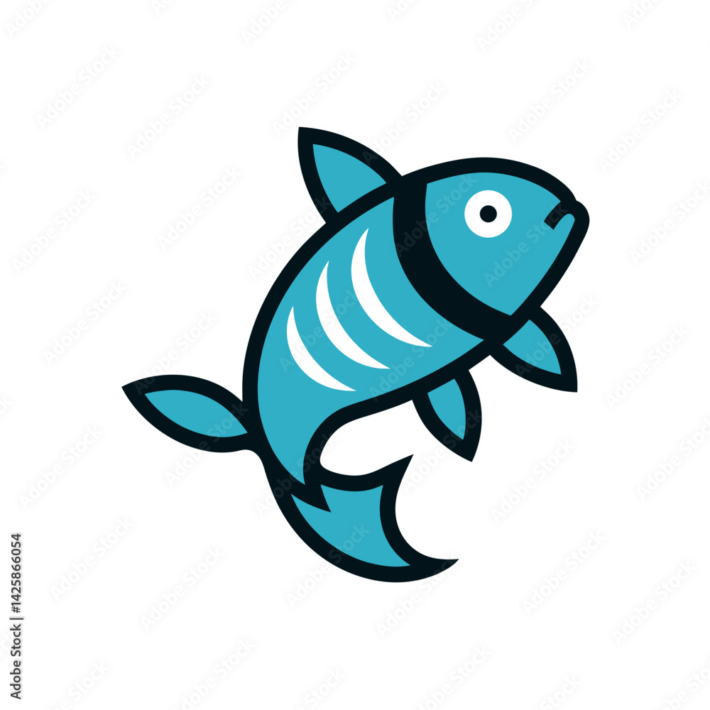 Fototapeta premium Creative Doodle Vector Icon of a Colorful Fish Design