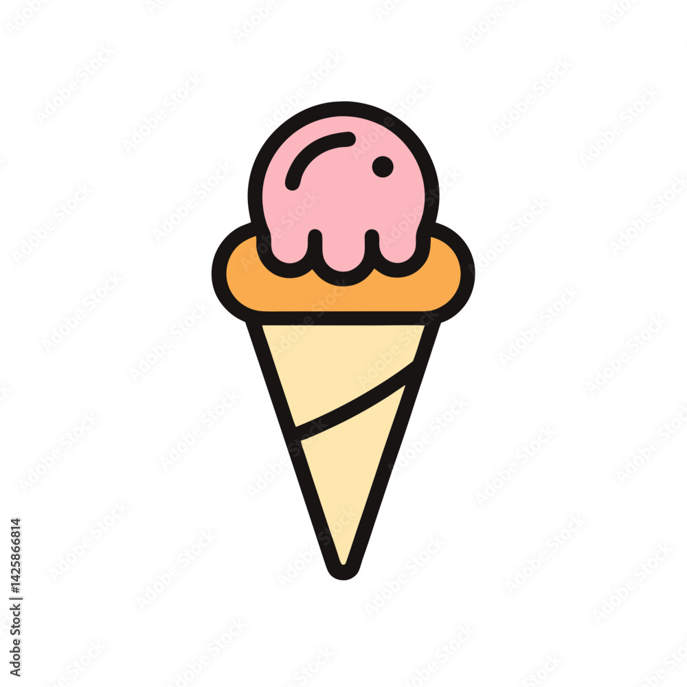 Delicious Ice Cream Cone Doodle Vector Icon for Your Designs Delicious Ice Cream Cone Doodle Vector Icon for Your Designs