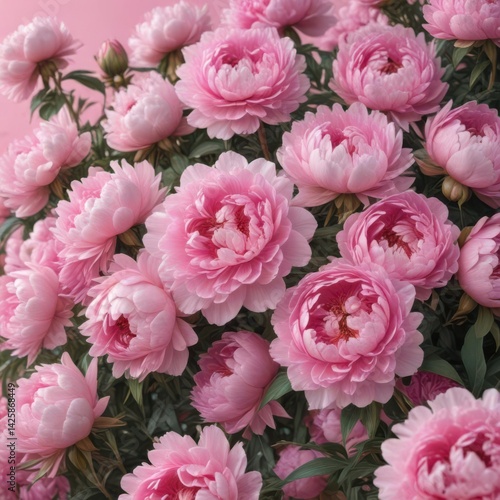 Wallpaper Mural Dense cluster of pink peonies, soft pink backdrop, delicate, macro Torontodigital.ca