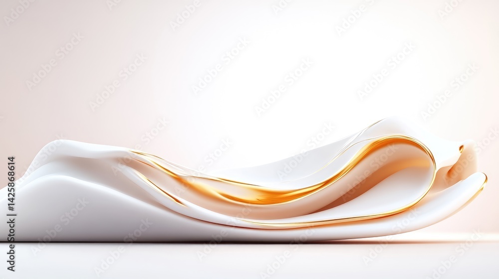 Obraz premium Abstract flowing curves of white and gold