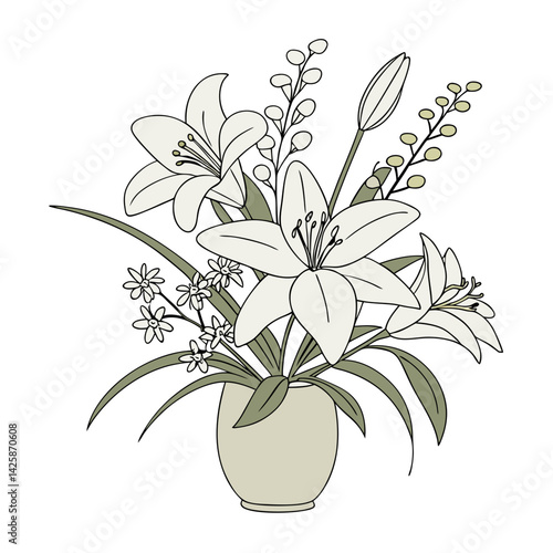 White Lily Flower Stock Illustrations