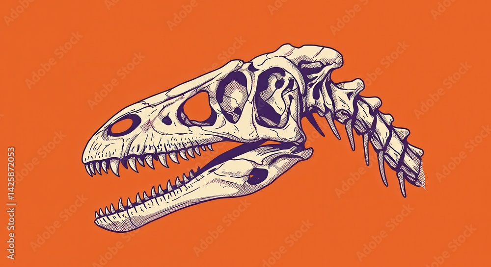 Detailed Illustration of a Dinosaur Skull Prehistoric Fossil Anatomy Detailed Illustration of a Dinosaur Skull Prehistoric Fossil Anatomy