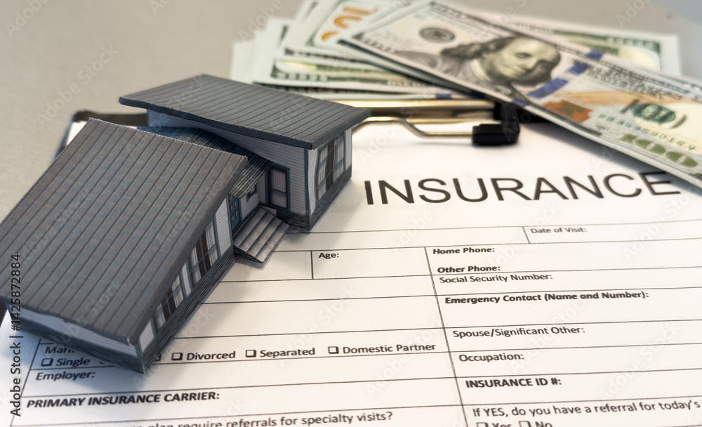 Real estate agent are pointing to insurance contract signing and are explaining to customers at the office, trading ideas Mortgage of houses and land