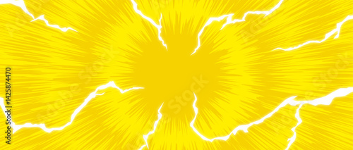 yellow exploded comic background with lightning effect