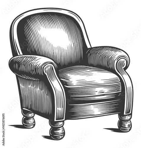 Vintage Hand-Drawn Illustration of Elegant Lounge Armchair Design