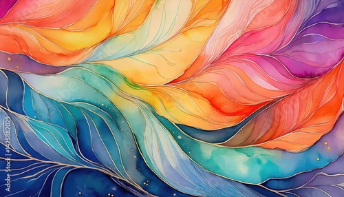 Vibrant Watercolor Abstract Pattern Closeup of Colorful Swirling Waters, showcasing a Whirlwind of Intense Hues and Textures, capturing the Energy and Emotion within an Abstract Landscape.
