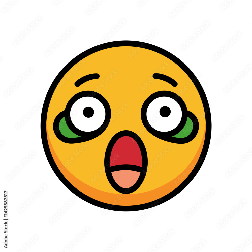 Fototapeta premium Surprised Emoji Doodle Vector Icon for Creative Projects