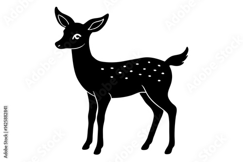 Vintage Bashful Deer Sticker – Clean Line Art with Dainty Hooves