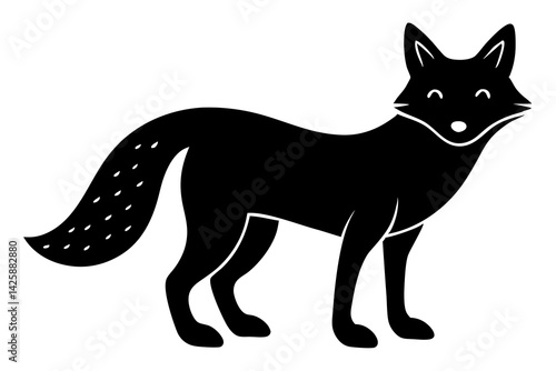 Happy Fox Retro Illustration – Tiny Toes, Muted Colors, Vintage Outline Art