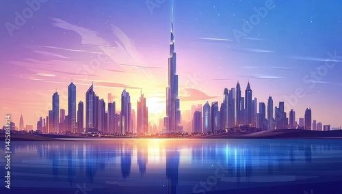Wallpaper Mural Dubai Skyline at Sunset: A Breathtaking Panoramic View Torontodigital.ca