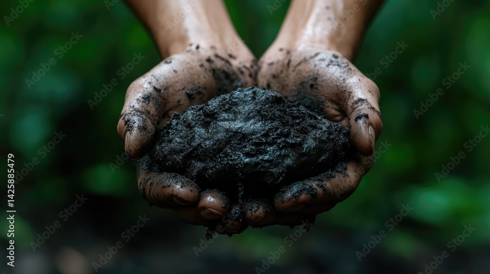 Hands holding fertile soil Hands holding fertile soil