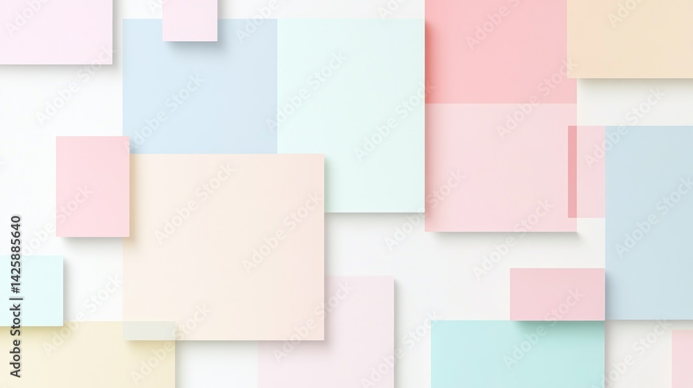 Pastel colored squares overlapping Pastel colored squares overlapping