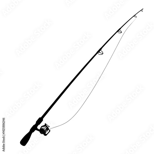 Fishing rod in a minimalist design for outdoor sports and recreational activities