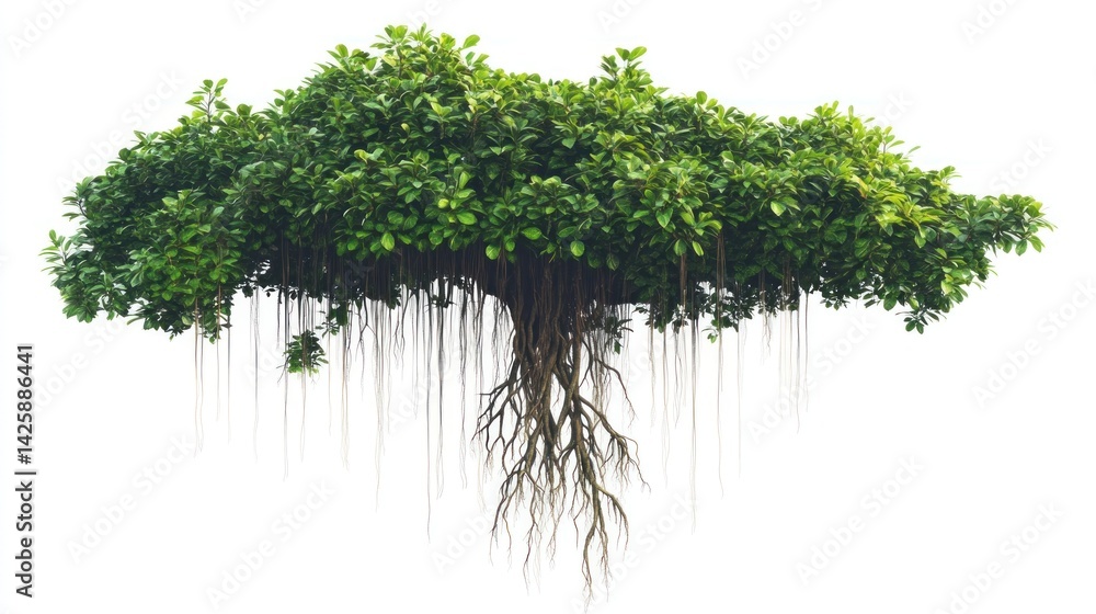 Fototapeta premium Lush tropical tree with aerial roots
