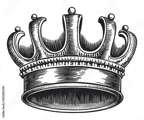 Vintage Hand-Drawn Illustration of an Ornate Crown Design