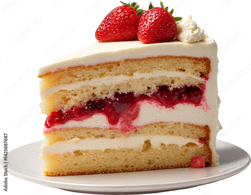 piece of cake with two strawberries isolated on transparent background png piece of cake with two strawberries isolated on transparent background png