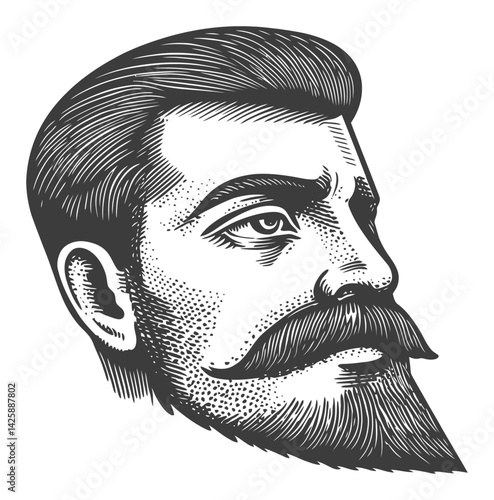 Vintage Hand-Drawn Illustration of a Distinguished Gentleman?s Face