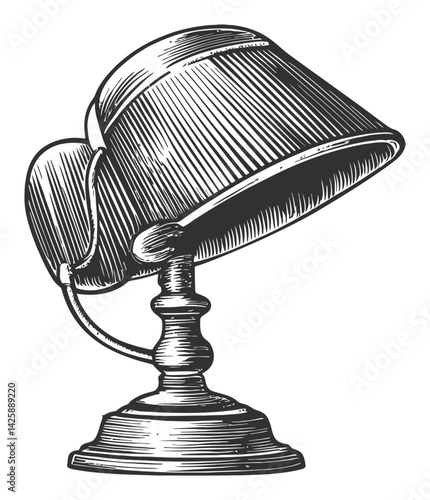 Vintage Hand-Drawn Illustration of Classic Desk Lamp Design