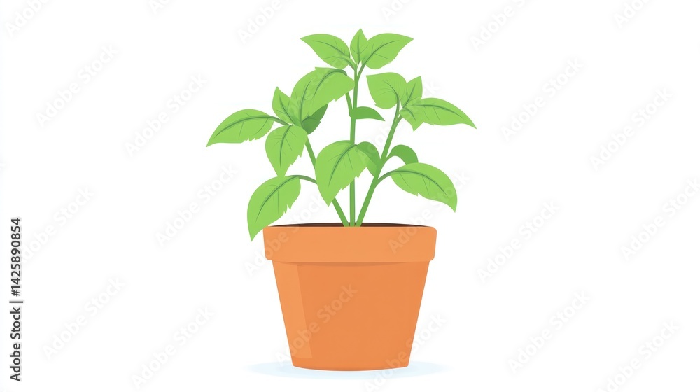 Potted herb plant illustration Potted herb plant illustration