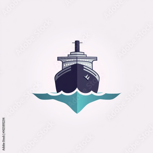 Ocean liner, front view, calm sea, travel, website icon
