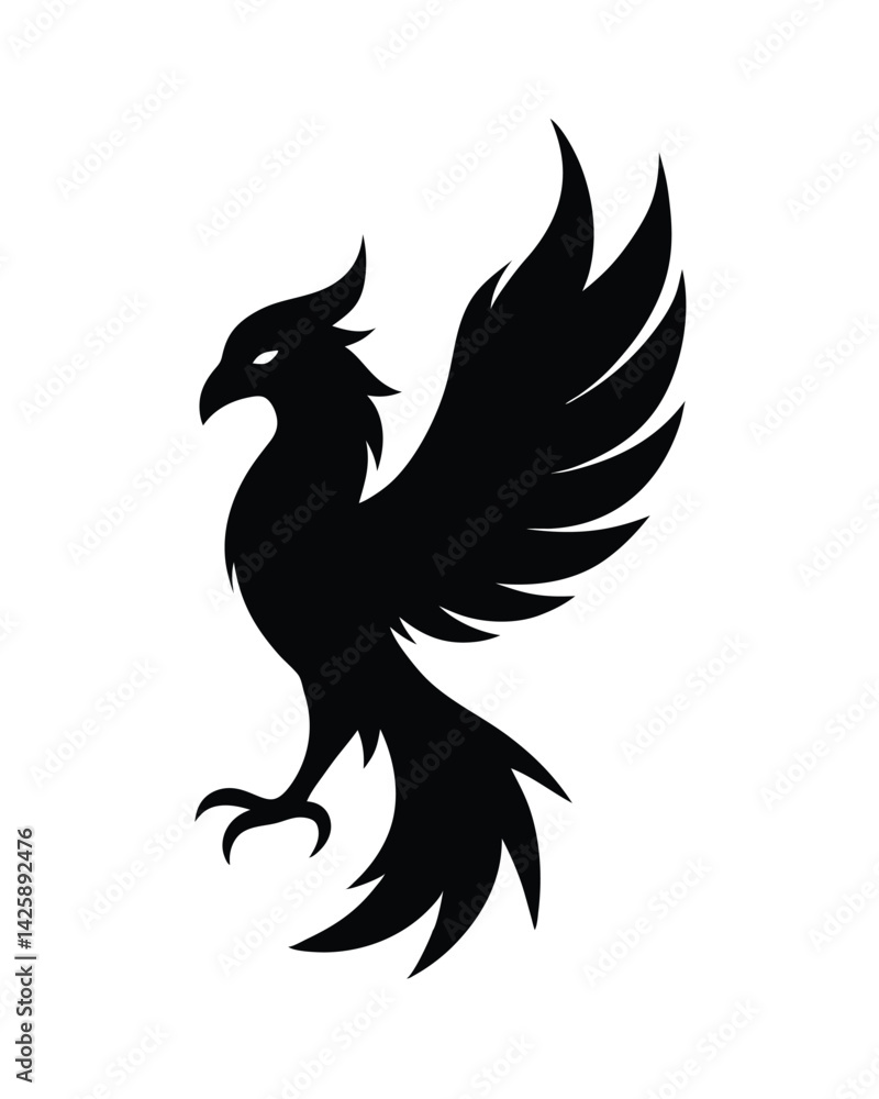 Obraz premium phoenix black silhouette vector on white background